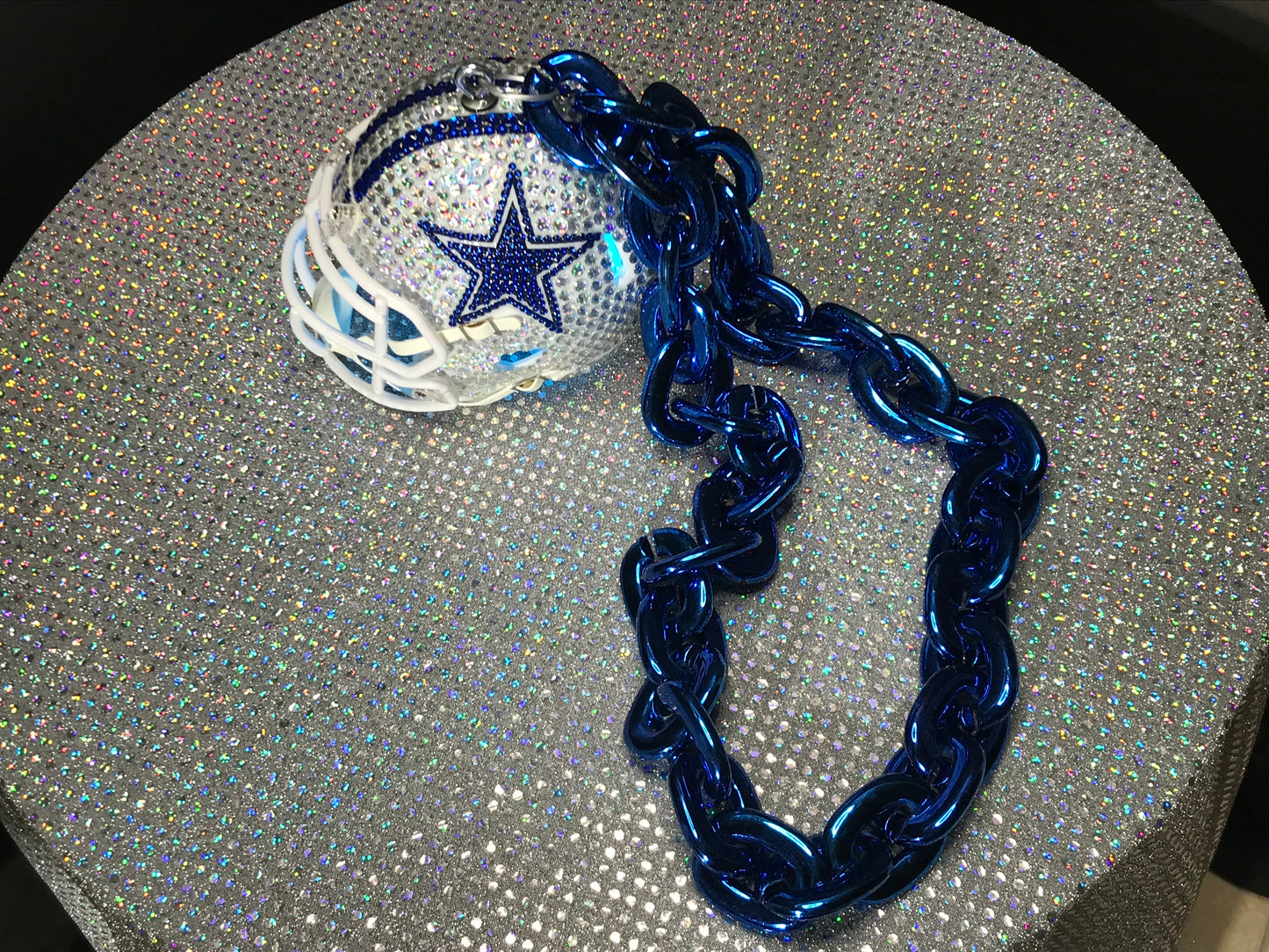 Dallas Cowboys Bedazzled Custom Chain Helmet