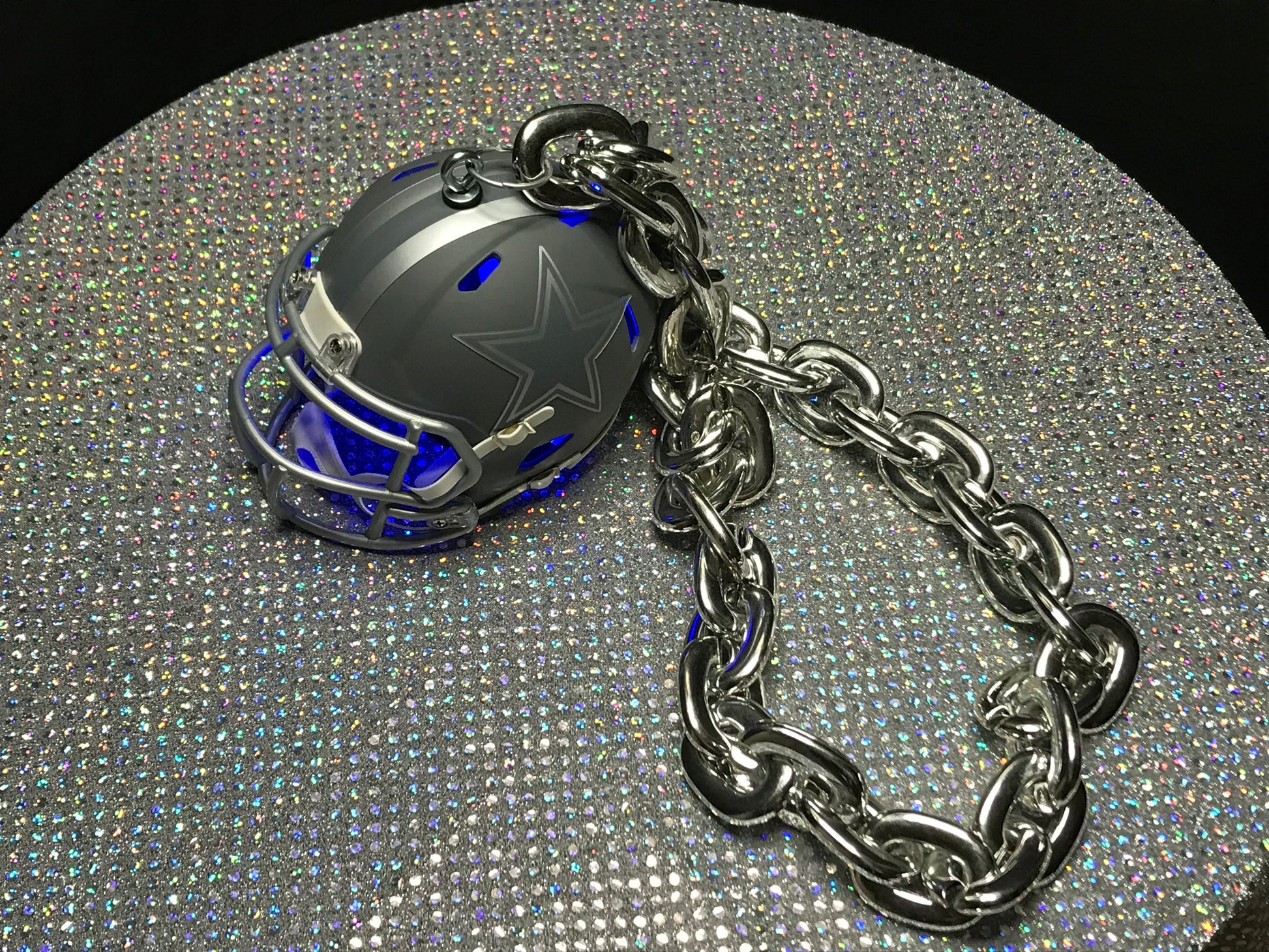 dallas cowboys football helmet charm Gray Dallas Cowboys Custom Chain Helmet – Stingers Custom Chain Mini Helmets