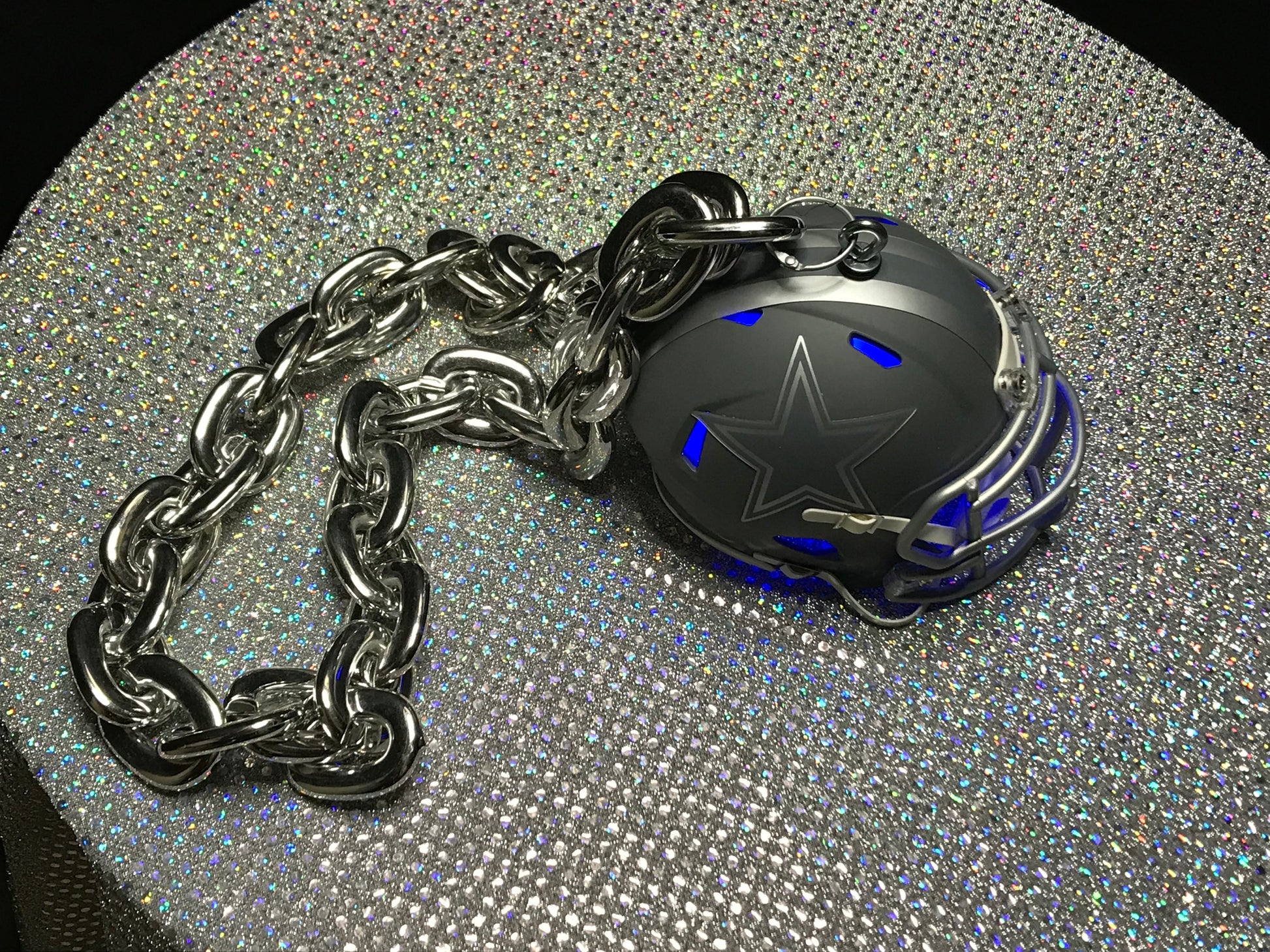 custom motorcycle helmets dallas Gray Dallas Cowboys Custom Chain Helmet – Stingers Custom Chain Mini Helmets